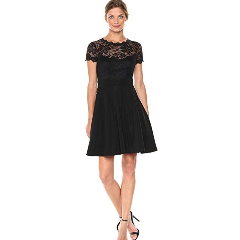 BeBe Woman's Lace Fit and Flare Cocktail Dress